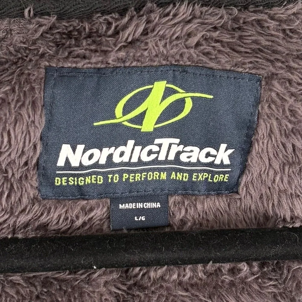 NordicTrack Men's Fleece Hoodie‎ Jacket Gray Black Large Athletic Performance